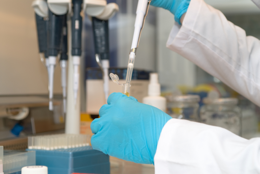 extracting liquid from vial with a Gilson pipette